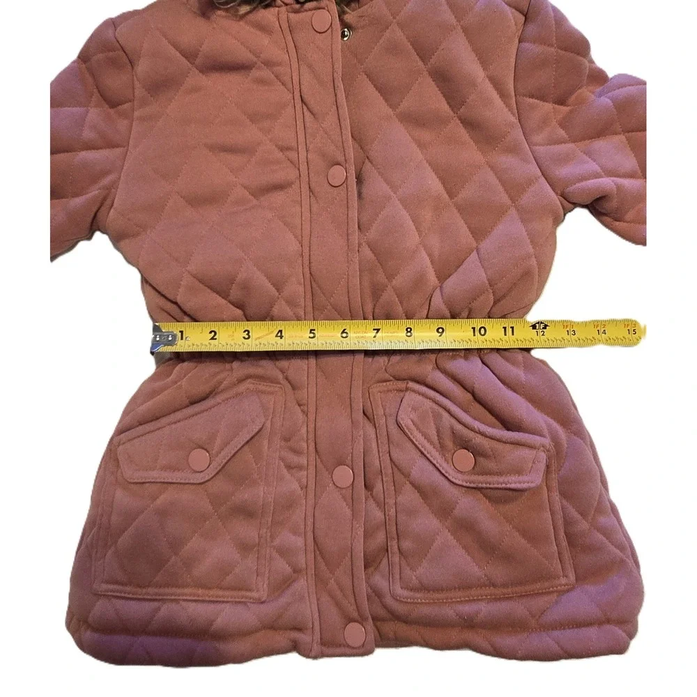 J For Justify Girls‎ Quilted Hooded Jacket Pink Faux Fur Trim Coat Size 10